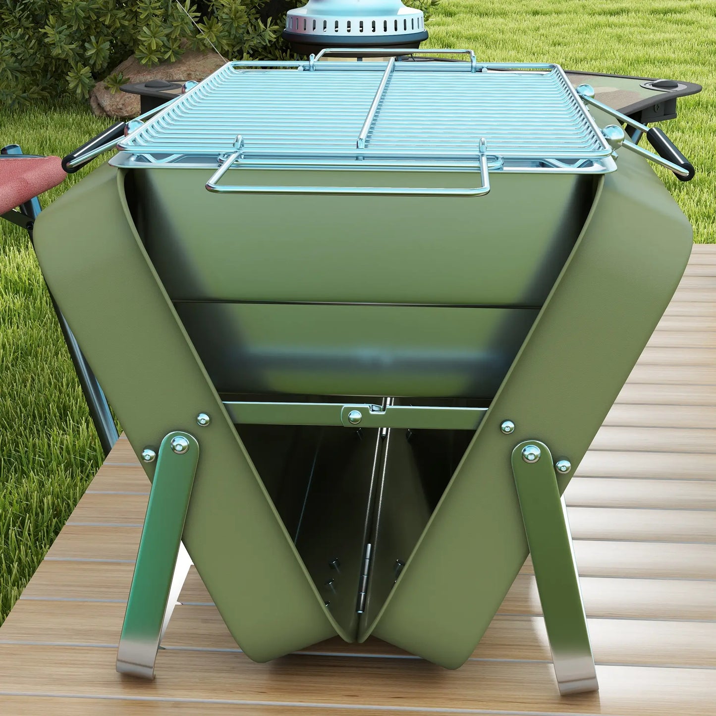 Metal Portable BBQ Grill, Green Charcoal BBQ Grils at Gallery Canada