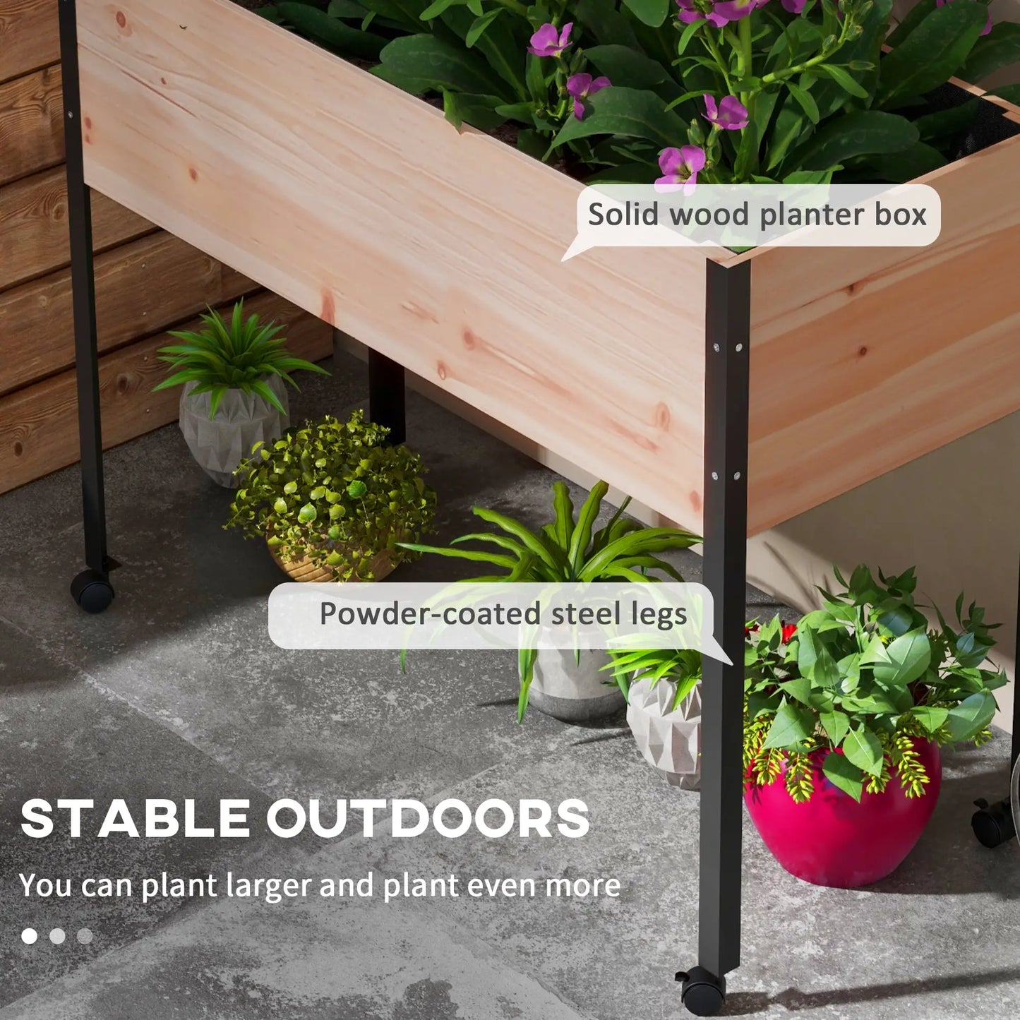 Wooden Elevated Planter Box, Raised Garden Bed, Wheels, Metal Legs Raised Garden Beds at Gallery Canada