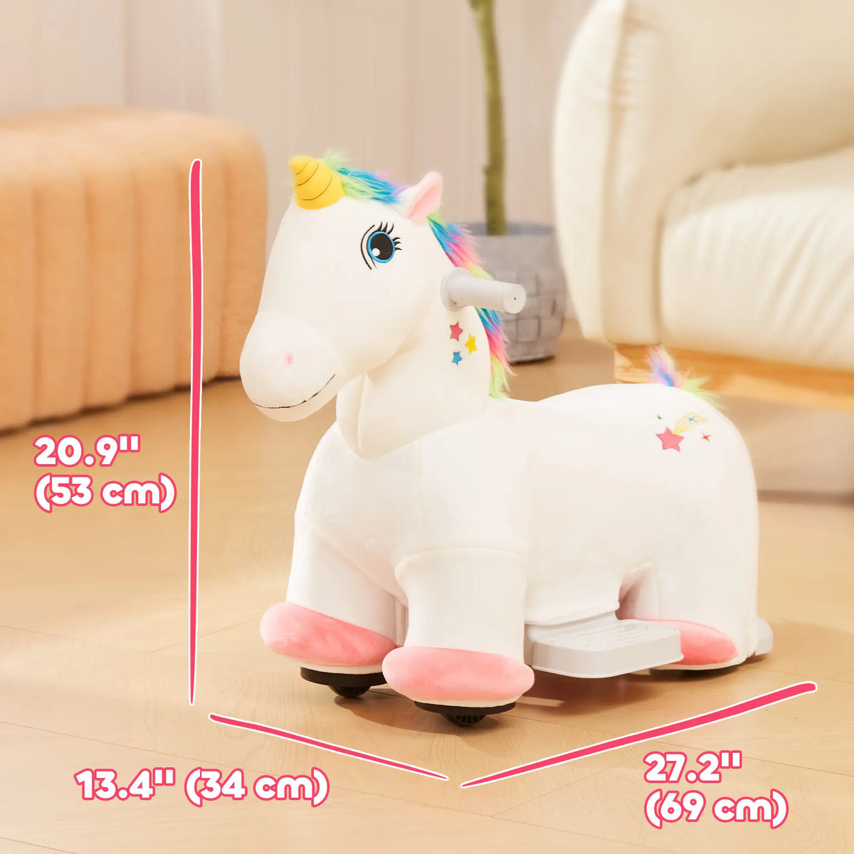 6V Ride On Unicorn, Battery Powered Kids Pony, 18-36 Months, White Rocking Horses at Gallery Canada