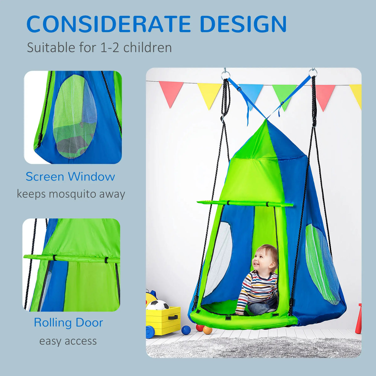 Kids Hanging Tree Swing Tent, Waterproof, With Windows, Rolling Door, Green Gym Sets & Swings at Gallery Canada