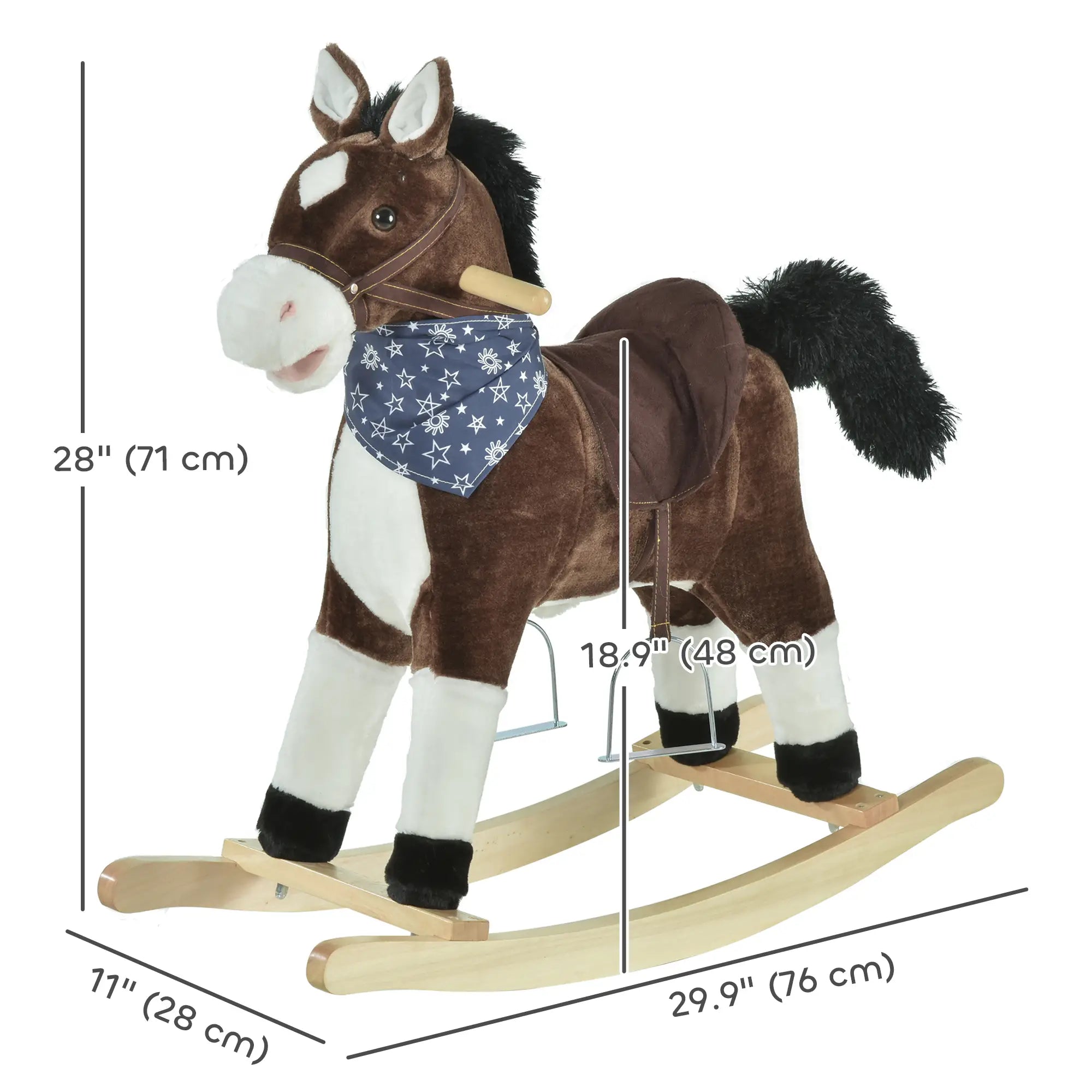 Kids Plush Ride-On Rocking Horse, Realistic Sounds, 3-6 Years, Brown Rocking Horses at Gallery Canada