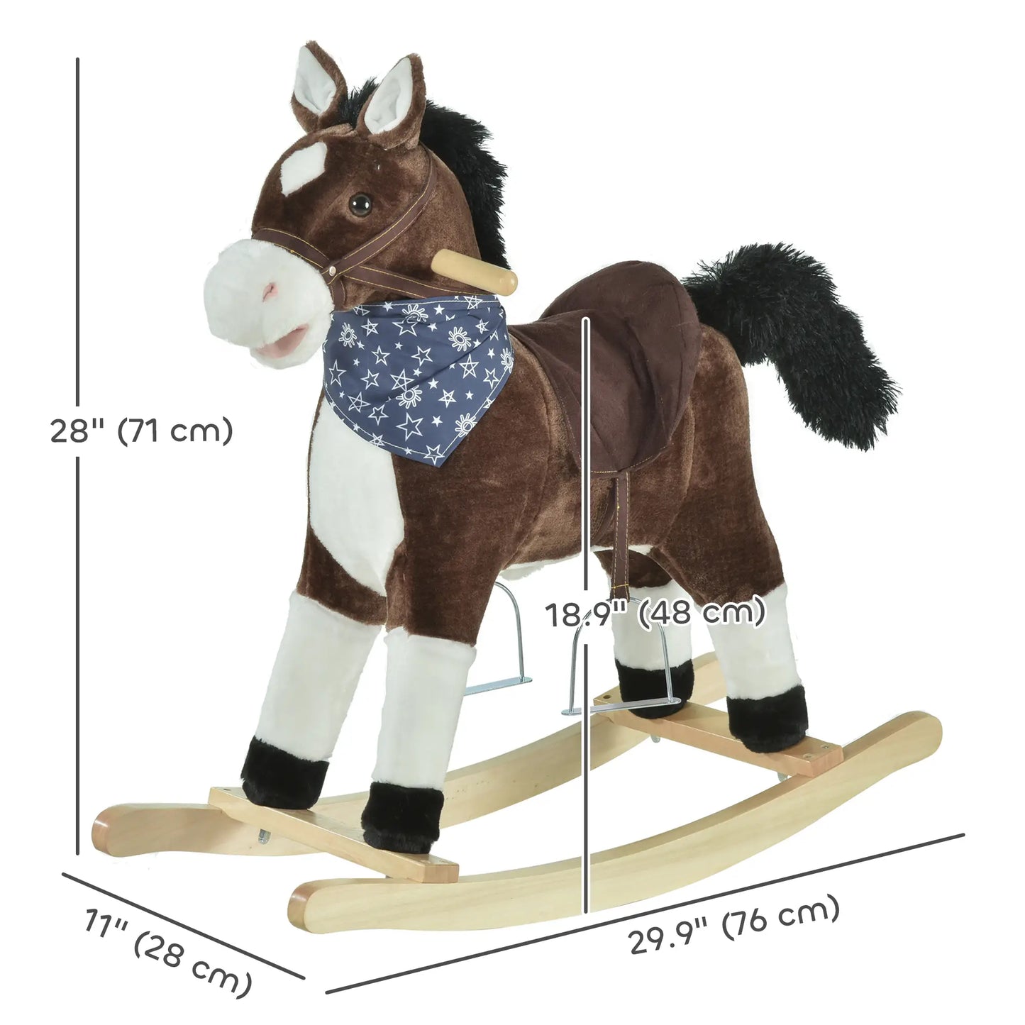 Kids Plush Ride-On Rocking Horse, Realistic Sounds, 3-6 Years, Brown Rocking Horses at Gallery Canada