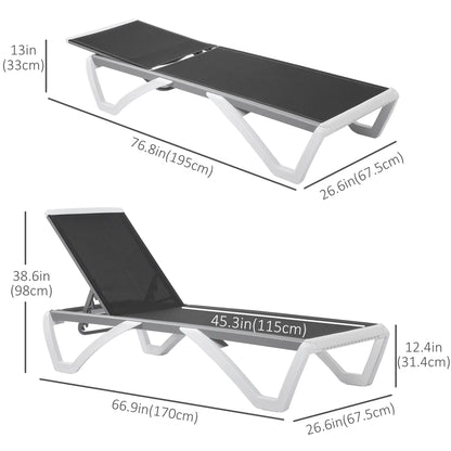 Outdoor Chaise Lounge Chair, Adjustable Back, Wheels, Mesh Fabric, Black Lounger Chairs at Gallery Canada