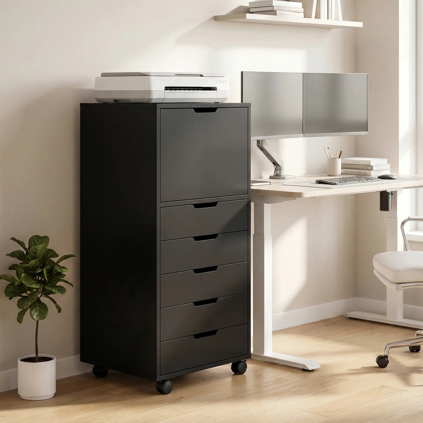 Mobile File Cabinet With 5 Drawers, Black, Black Office Cabinets & Cupboards at Gallery Canada