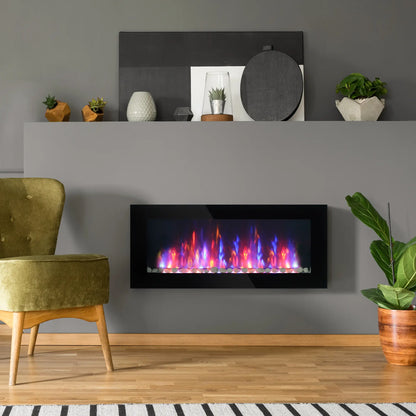Wall Mounted Fireplace, 41 Inch, Electric with LED Flame Effect, Black Electric Fireplaces at Gallery Canada