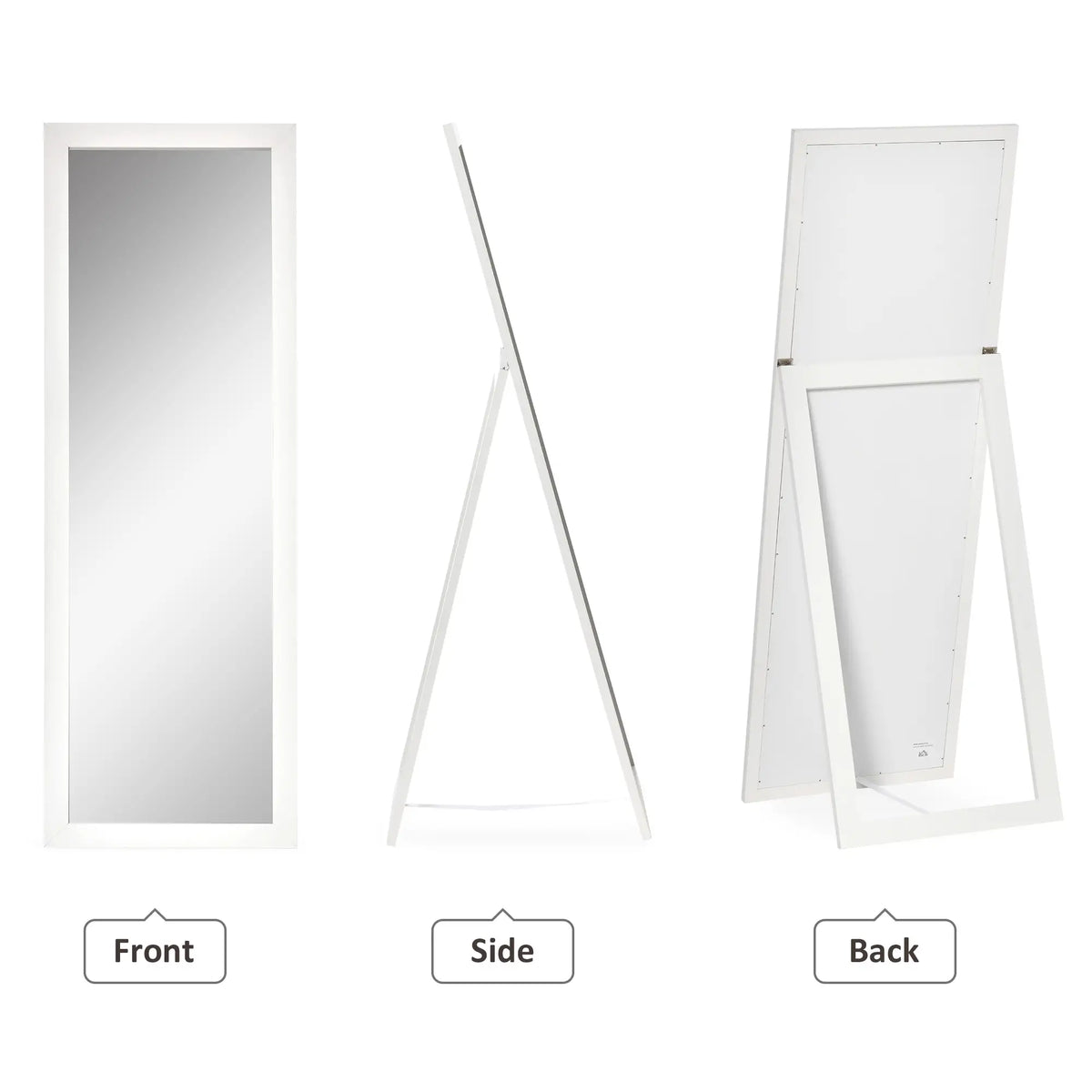 58" x 20" Full Length Mirror, Floor Standing, Bedroom Living Room, White Full Length Mirrors at Gallery Canada