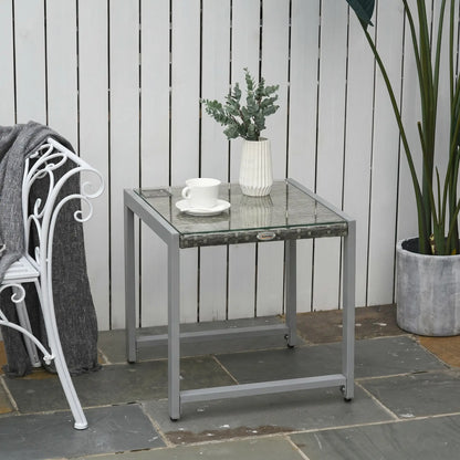 Gray Rattan Coffee Table, Glass Top Aluminum Frame Outdoor, Gray Patio Side Tables at Gallery Canada