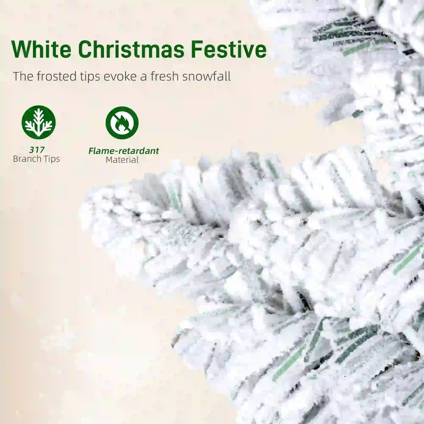 5ft Flocked Christmas Tree, Dual Color LED Light, 11 Modes, Easy Assembly, Color Flocked Christmas Trees at Gallery Canada
