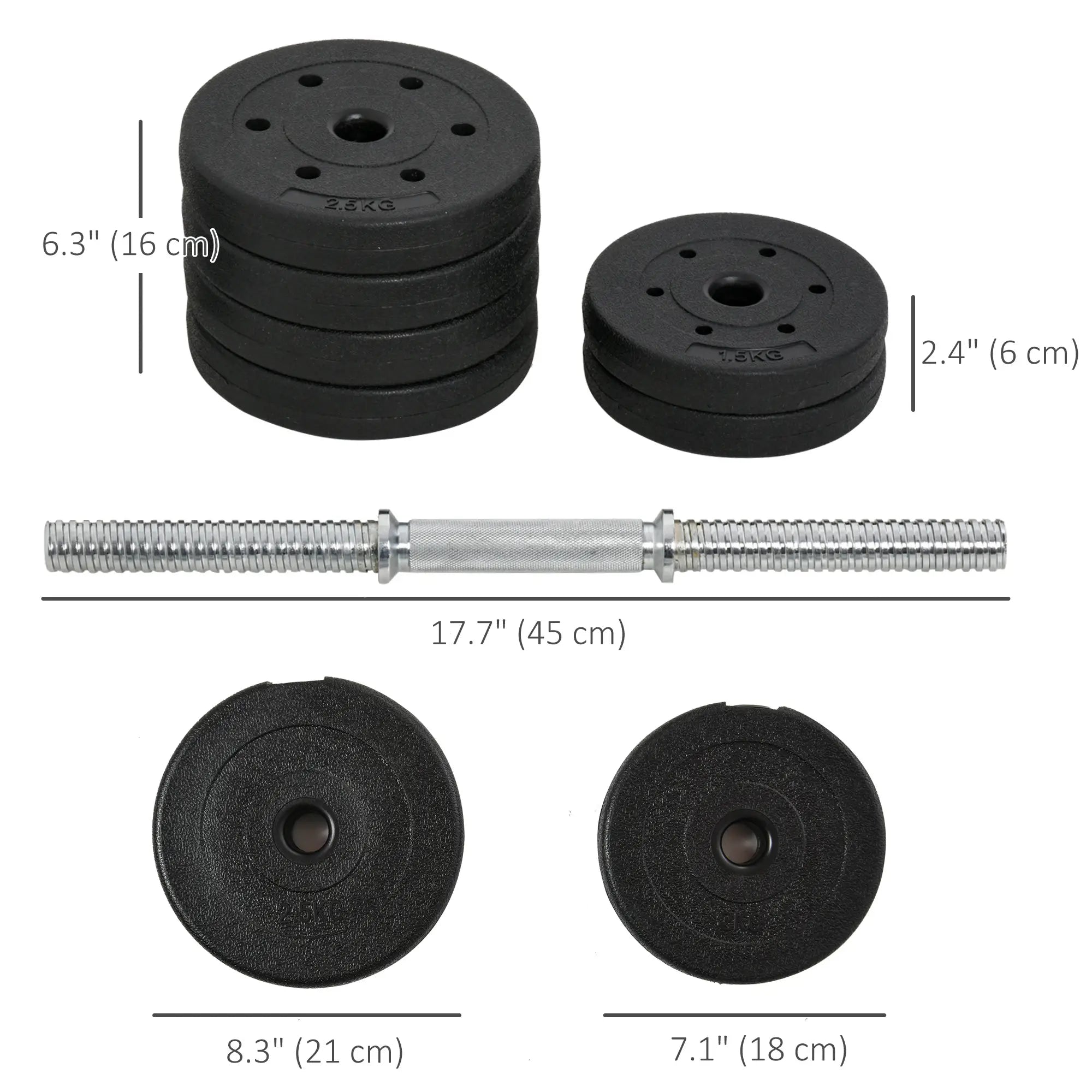 66 lbs Adjustable Dumbbell Set, Hand Weight Barbell, Black Dumbbells & Barbells at Gallery Canada