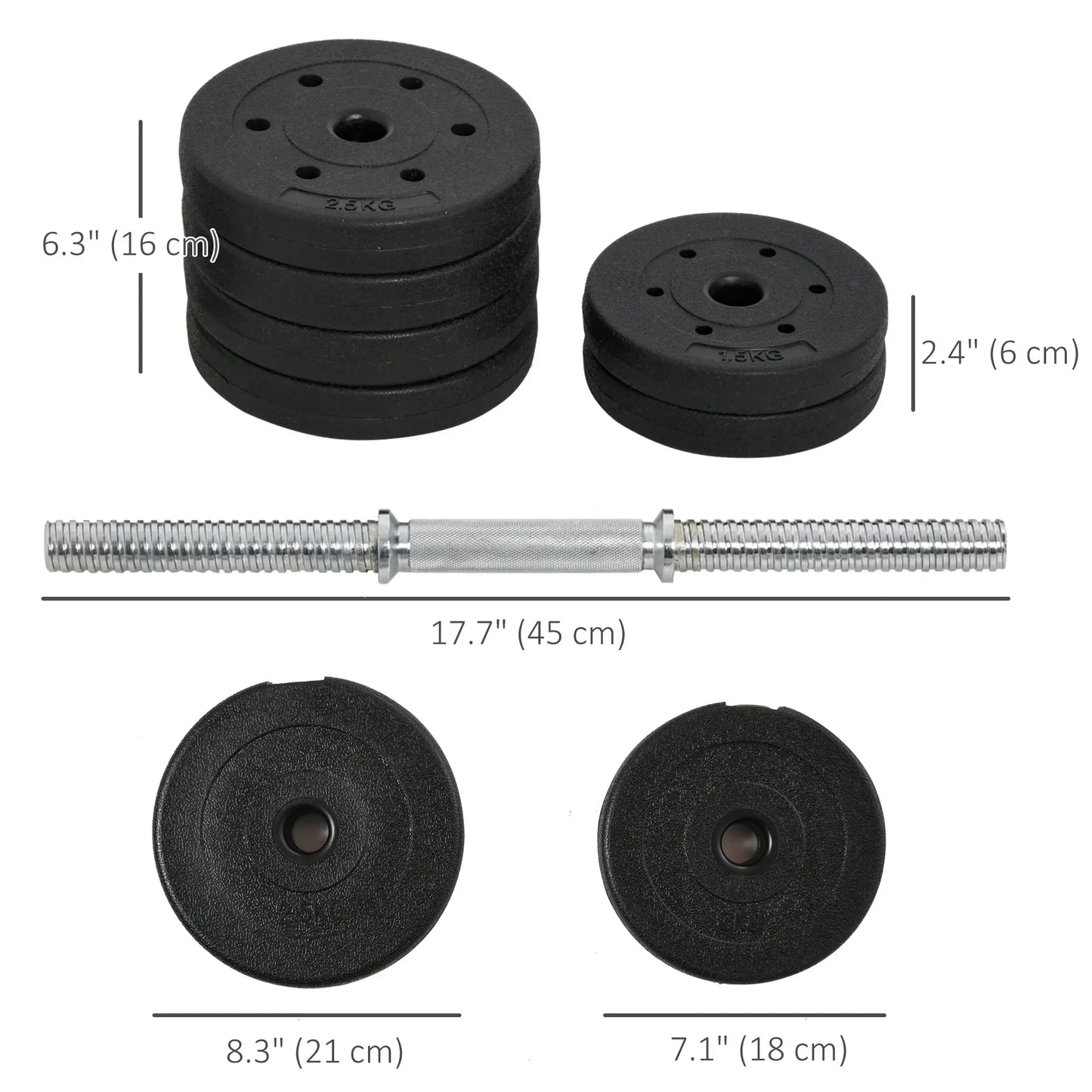 66 lbs Adjustable Dumbbell Set, Hand Weight Barbell, Black Dumbbells & Barbells at Gallery Canada