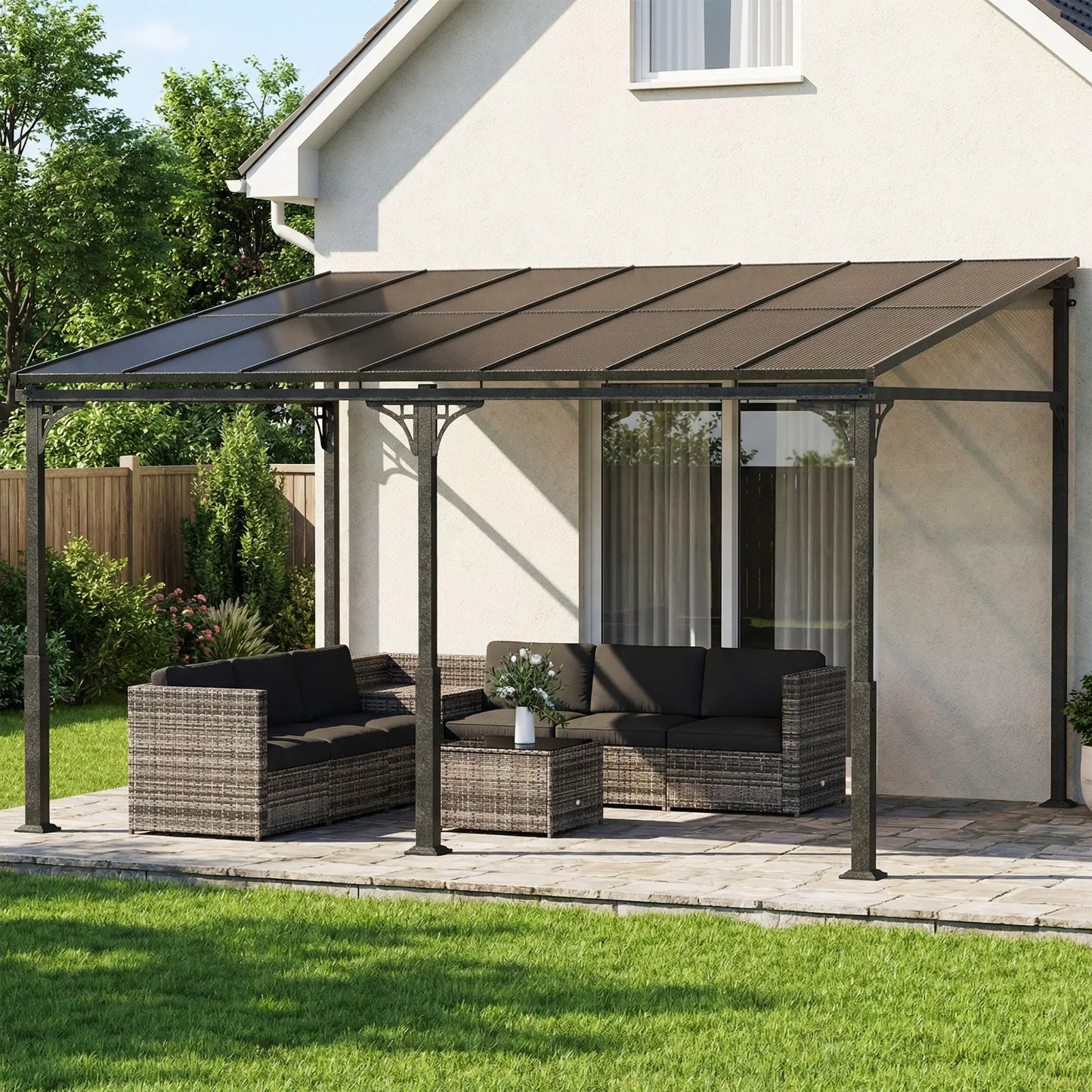 13' x 10' Lean-To Gazebo, Hardtop Wall Mounted Outdoor Pergola Pergolas at Gallery Canada