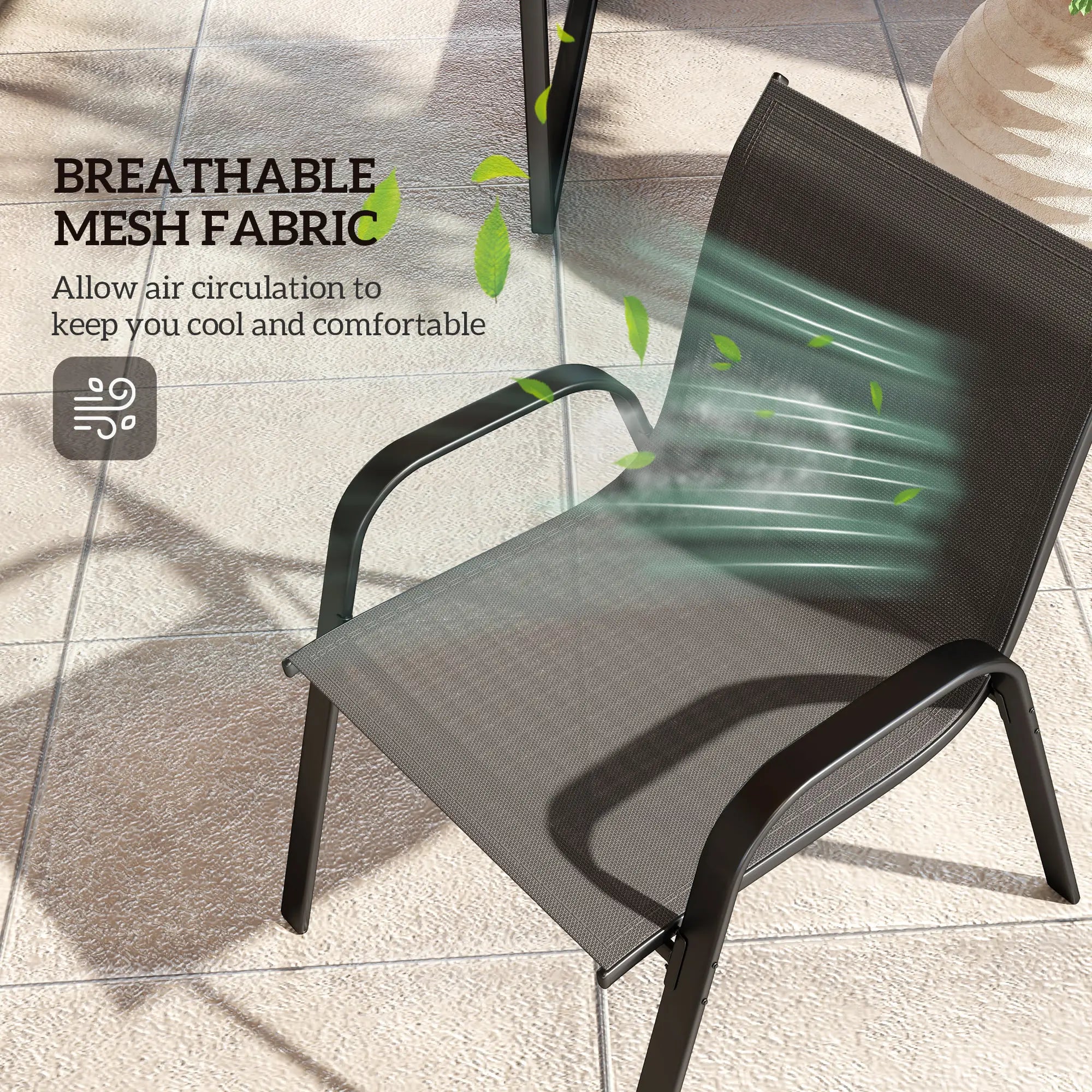 4-Piece Outdoor Furniture Set, 2 Stackable Chairs, Loveseat, Glass Coffee Table, Black Patio Furniture Sets at Gallery Canada