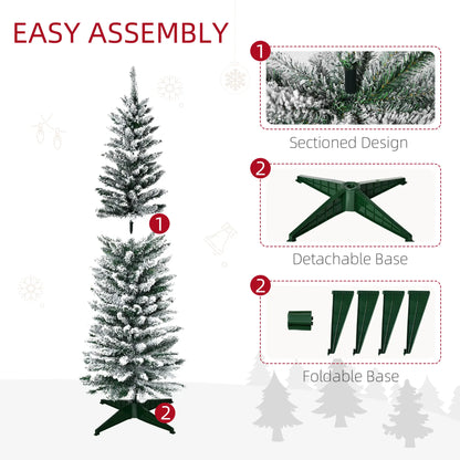 5ft Pencil Artificial Christmas Tree, Snow Flocked Branches, Green Artificial Christmas Trees at Gallery Canada