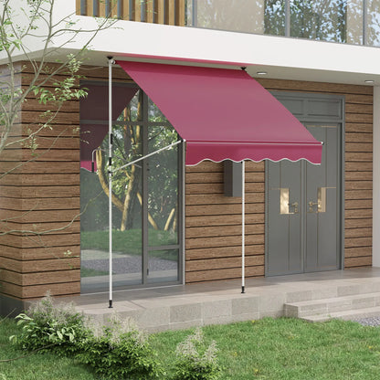 6.6'x5' Manual Retractable Patio Awning, Water Resistant, UV Protector, Wine Red Patio Awnings at Gallery Canada