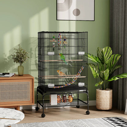43" Bird Cage With Rolling Stand, Toys, For Budgies Canaries, Black Bird Cages at Gallery Canada