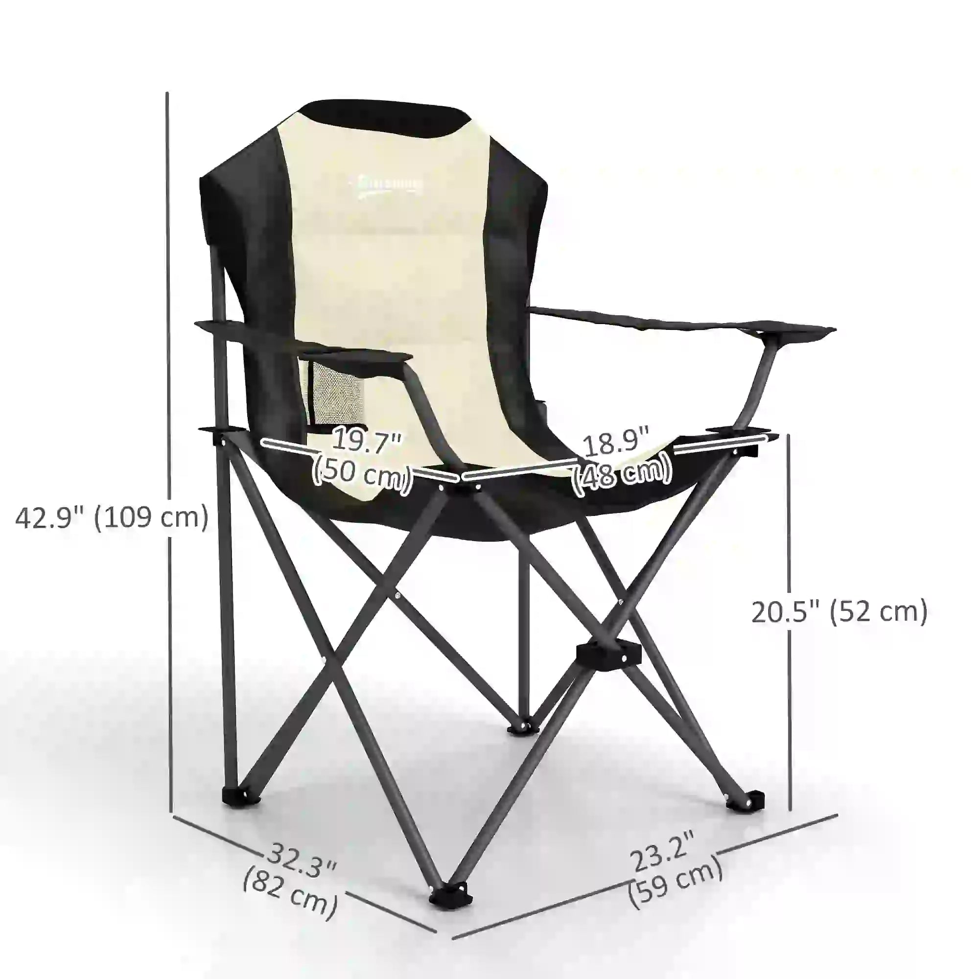 2 Pack Folding Camping Chairs, High Back w/ Cup Holder, Padded, Cream Picnic Tables & Camping Chairs at Gallery Canada