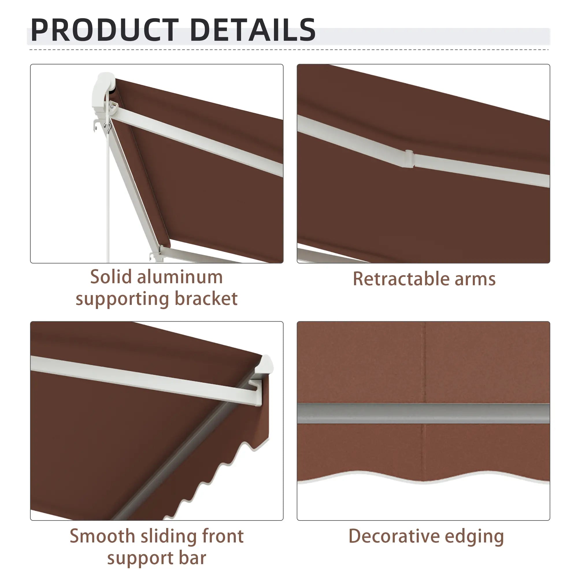 10' x 8' Electric Retractable Awning, Sun Shade Shelter with Remote, Manual Crank, Aluminum Frame Deck Awnings at Gallery Canada