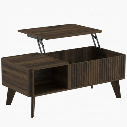 40" Fluted Lift Top Coffee Table, Walnut Storage Table Coffee Tables at Gallery Canada