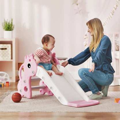 3 in 1 Toddler Slide, Climber, Basketball Hoop, Giraffe Design, Pink Gym Sets & Swings at Gallery Canada
