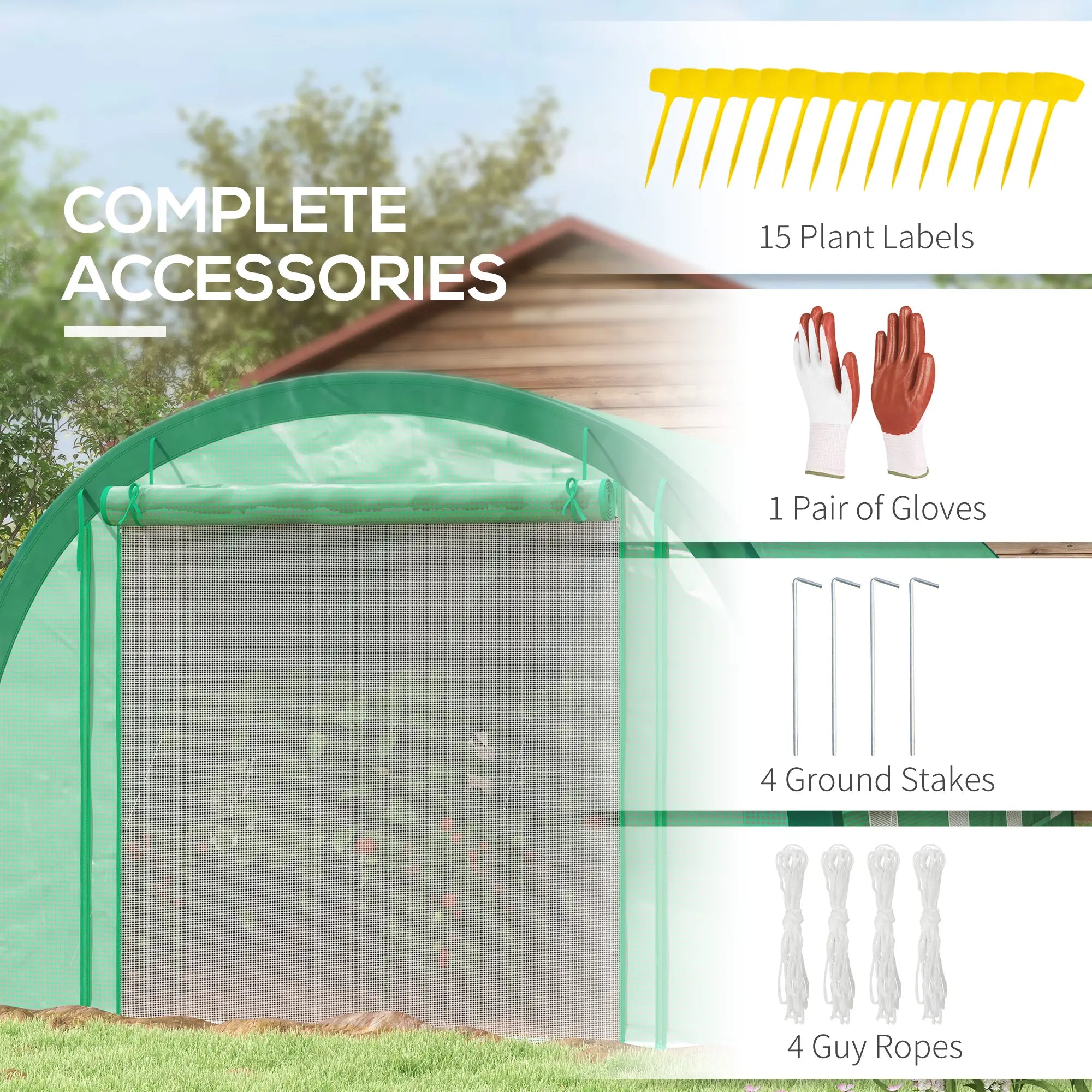 19.5' x 10' x 6.5' Tunnel Greenhouse, Mesh Door, Windows, Green Tunnel Greenhouses at Gallery Canada