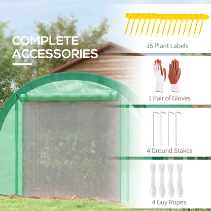 19.5' x 10' x 6.5' Tunnel Greenhouse, Mesh Door, Windows, Green Tunnel Greenhouses at Gallery Canada