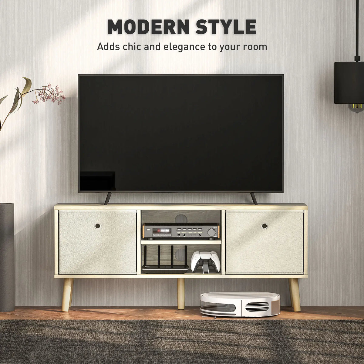 Modern TV Stand, Foldable Drawers, Shelves, Natural TV Stands at Gallery Canada