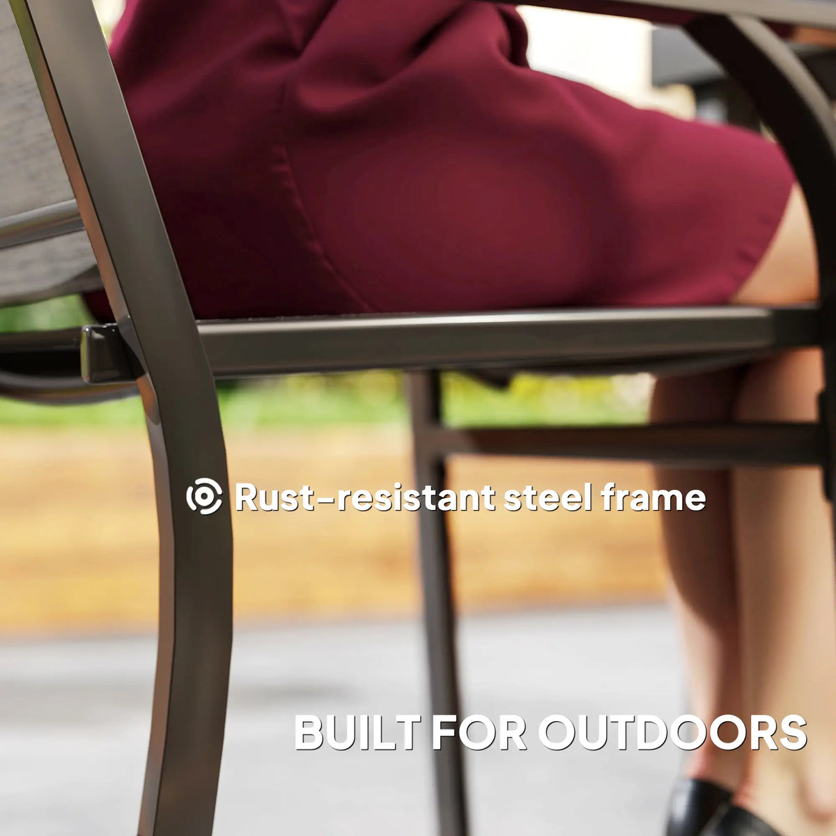 Patio Chairs Set of 2, High Backrest, for Backyard, Garden, Brown Bistro Sets at Gallery Canada