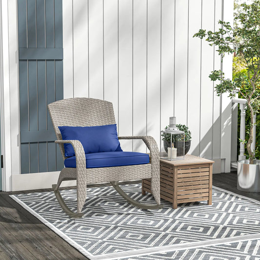 Adirondack Chair, Outdoor Wicker Rocking Chair, Dark Blue Patio Chairs Dark Blue, Grey at Gallery Canada