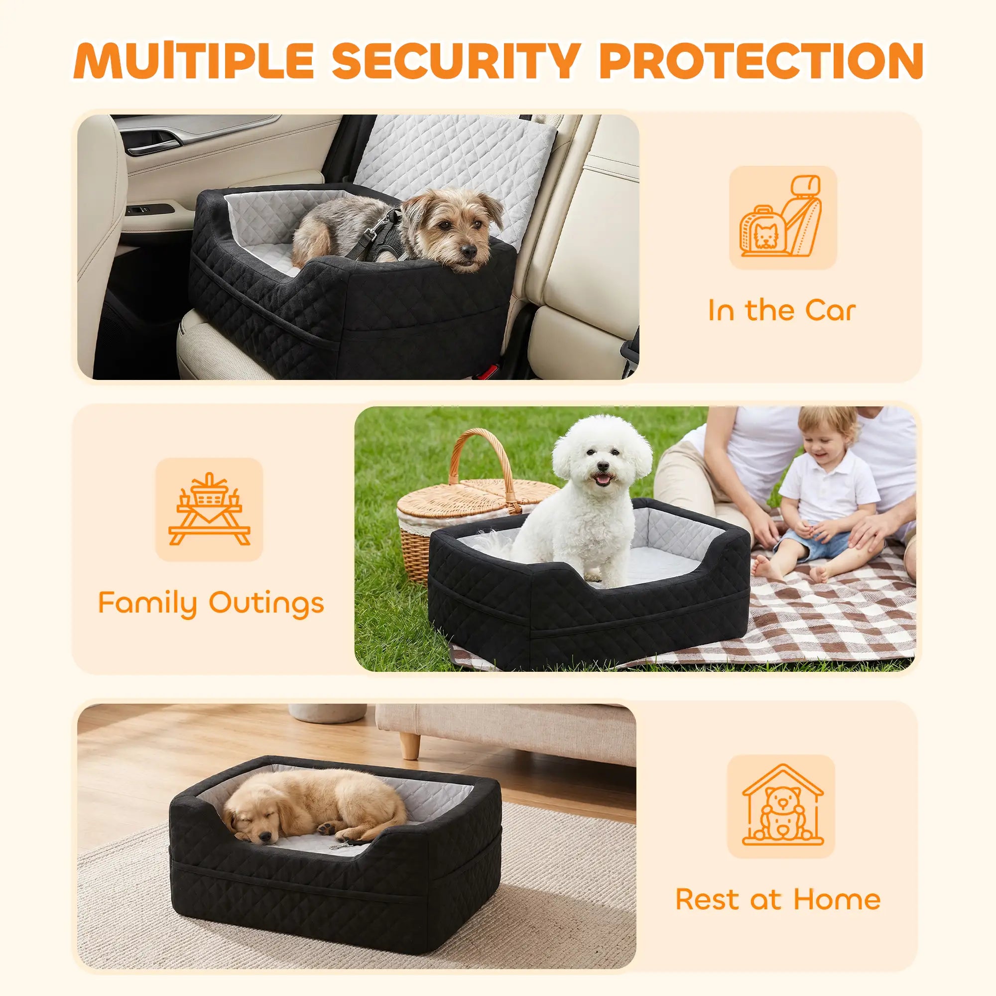 Dog Car Seat, Washable, For Small Dogs Under 10kg, Grey Dog Bike Trailers & Strollers at Gallery Canada