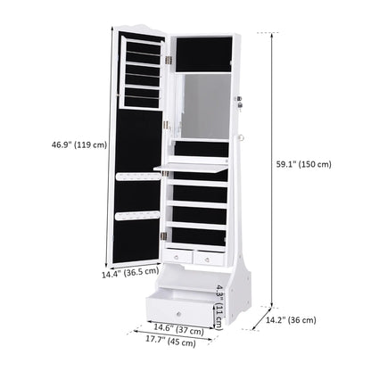 Standing Jewelry Cabinet Organizer with LED Lights, White Jewelry Armoire & Jewellery Mirror Cabinets at Gallery Canada