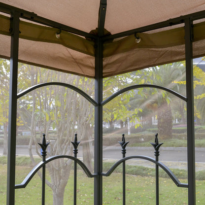 10' x 10' Steel Patio Gazebo, Removable Mesh Curtains, Brown Gazebos at Gallery Canada