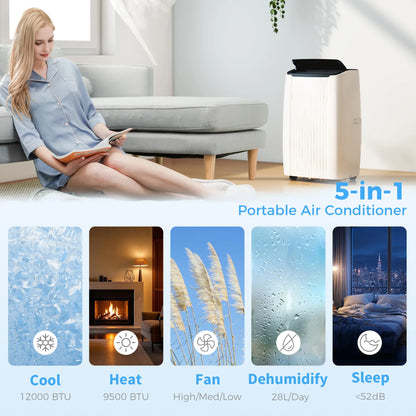 12000 BTU Portable Air Conditioner, 5-in-1, White Air Conditioner at Gallery Canada