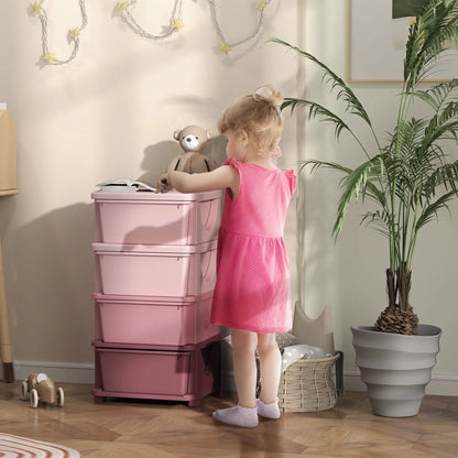 4 Tier Toy Organizer, 4 Plastic Drawers, Pink Baby & Kids Storage at Gallery Canada