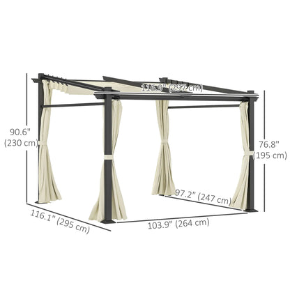 Metal Pergola, Sliding Roof Canopy, Retractable, 10' x 10', Beige Pergolas at Gallery Canada