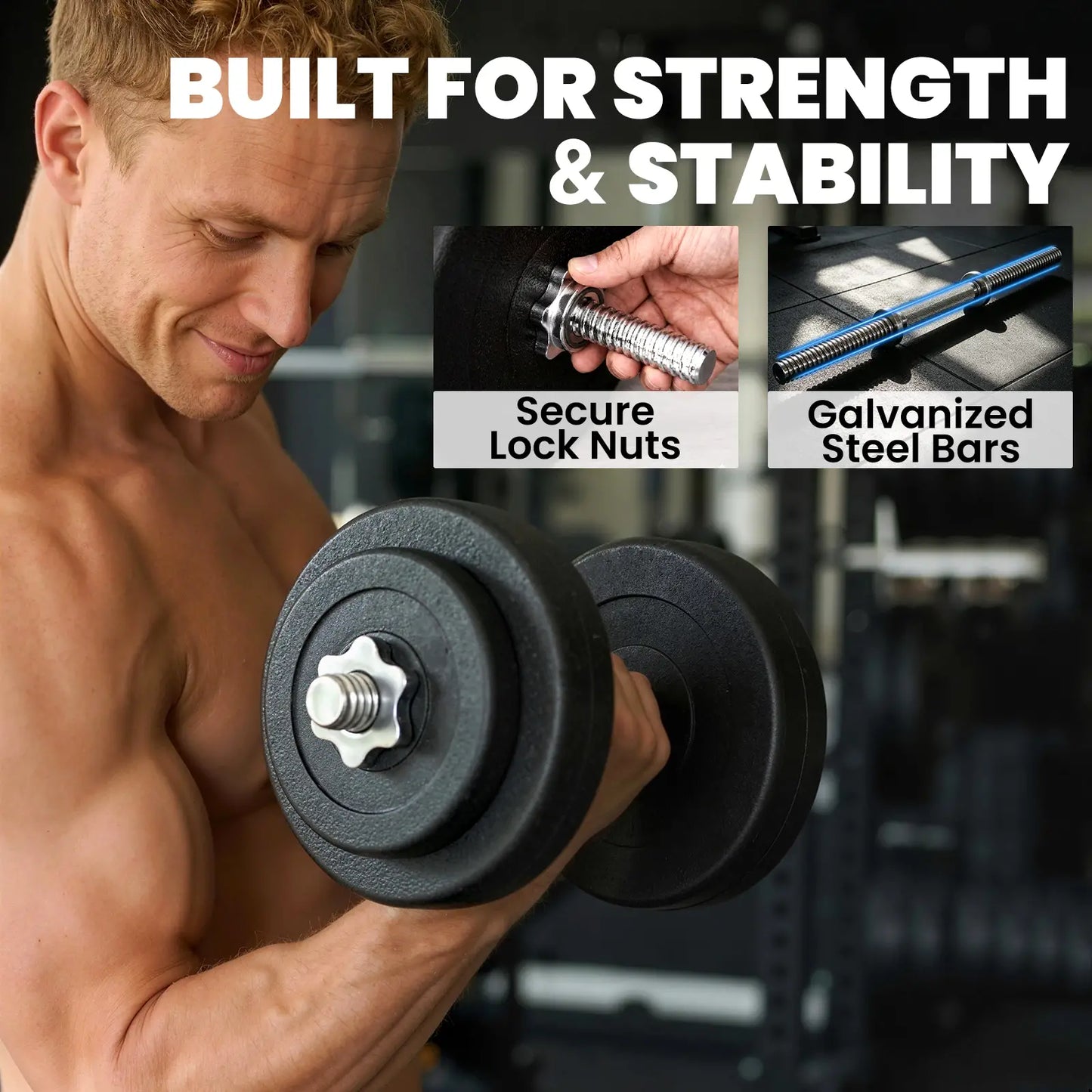 Adjustable 2 x 55lbs Dumbbell Set, Weight Training, Home Gym, Black Dumbbells & Barbells at Gallery Canada