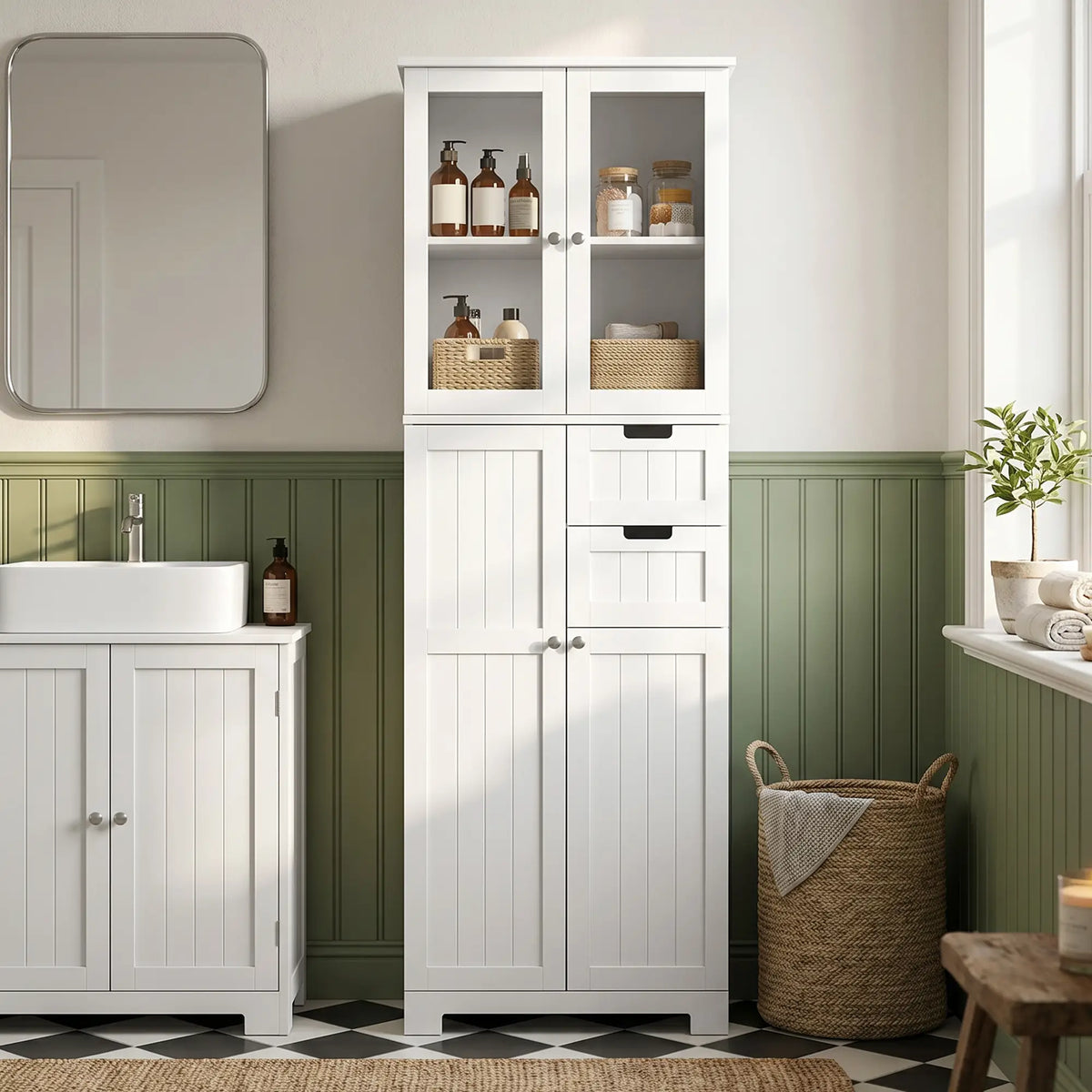 Tall Bathroom Storage Cabinet With Adjustable Shelves, White Freestanding Bathroom Cabinets at Gallery Canada