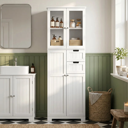 Tall Bathroom Storage Cabinet With Adjustable Shelves, White Freestanding Bathroom Cabinets at Gallery Canada