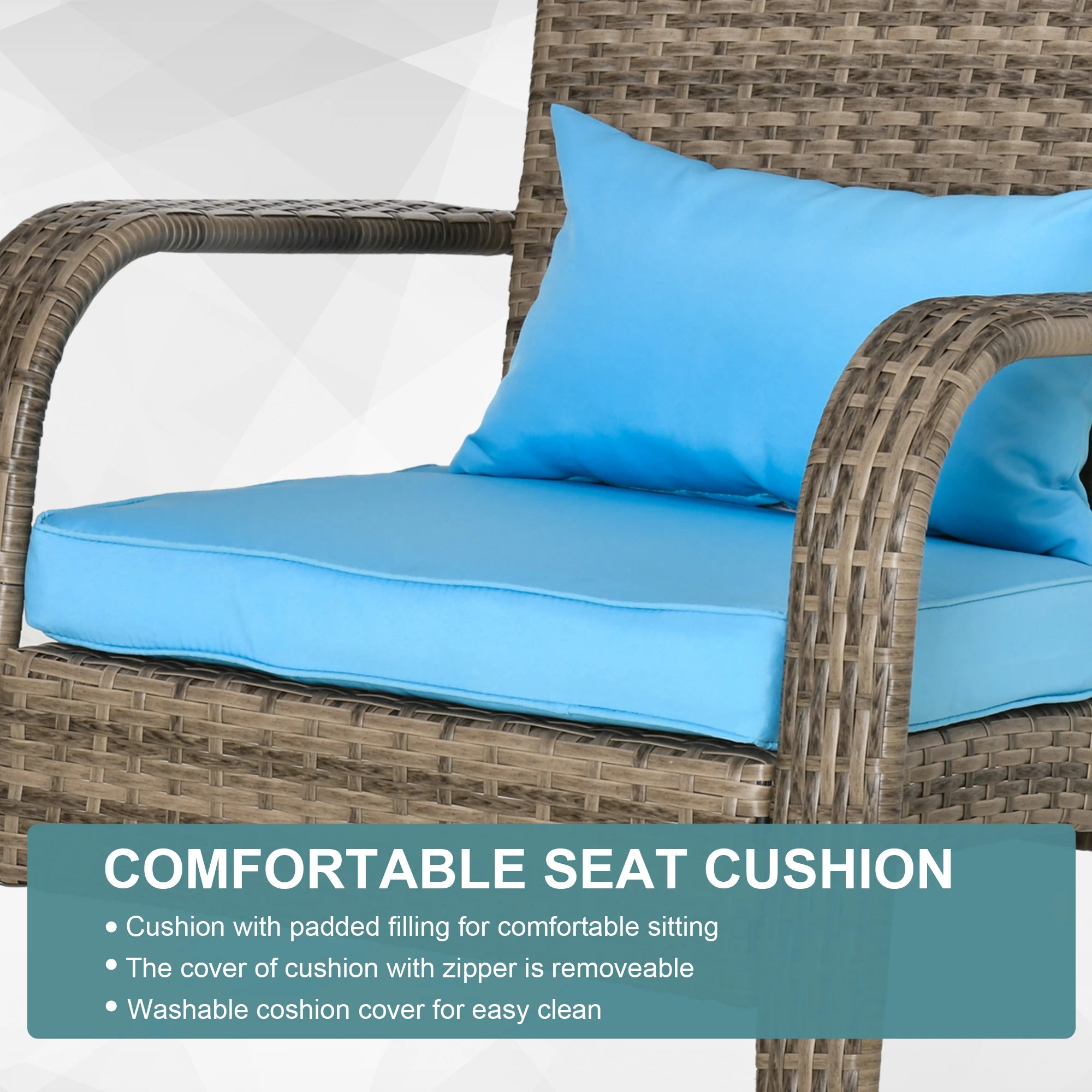 Outdoor PE Rattan Adirondack Chair, w/ Cushions, Blue Patio Chairs at Gallery Canada