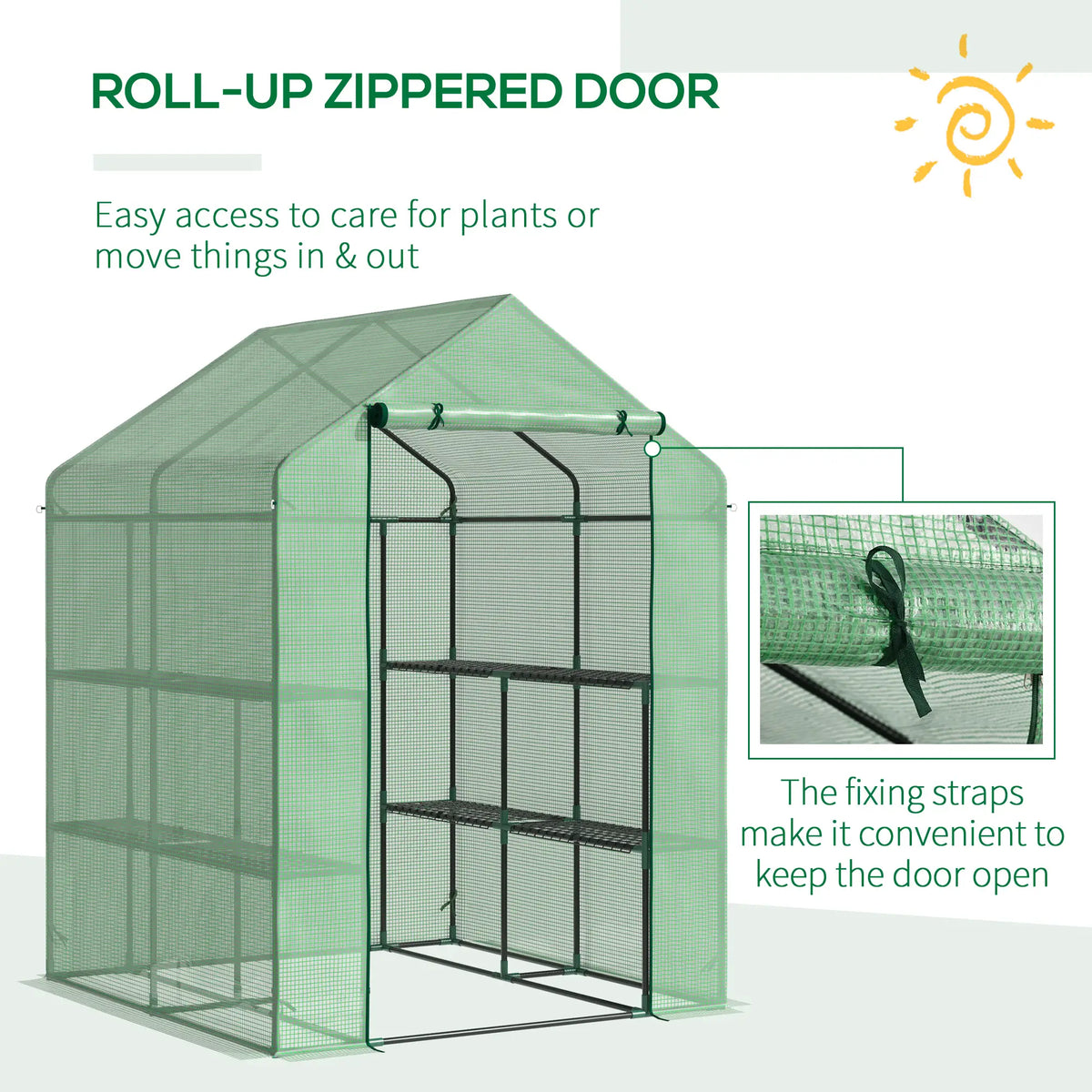56" x 54" x 74" Walk-In Greenhouse, Portable Garden, 8 Shelves, PE Cover, Green Walk In Greenhouses at Gallery Canada