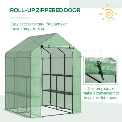 56" x 54" x 74" Walk-In Greenhouse, Portable Garden, 8 Shelves, PE Cover, Green Walk In Greenhouses at Gallery Canada