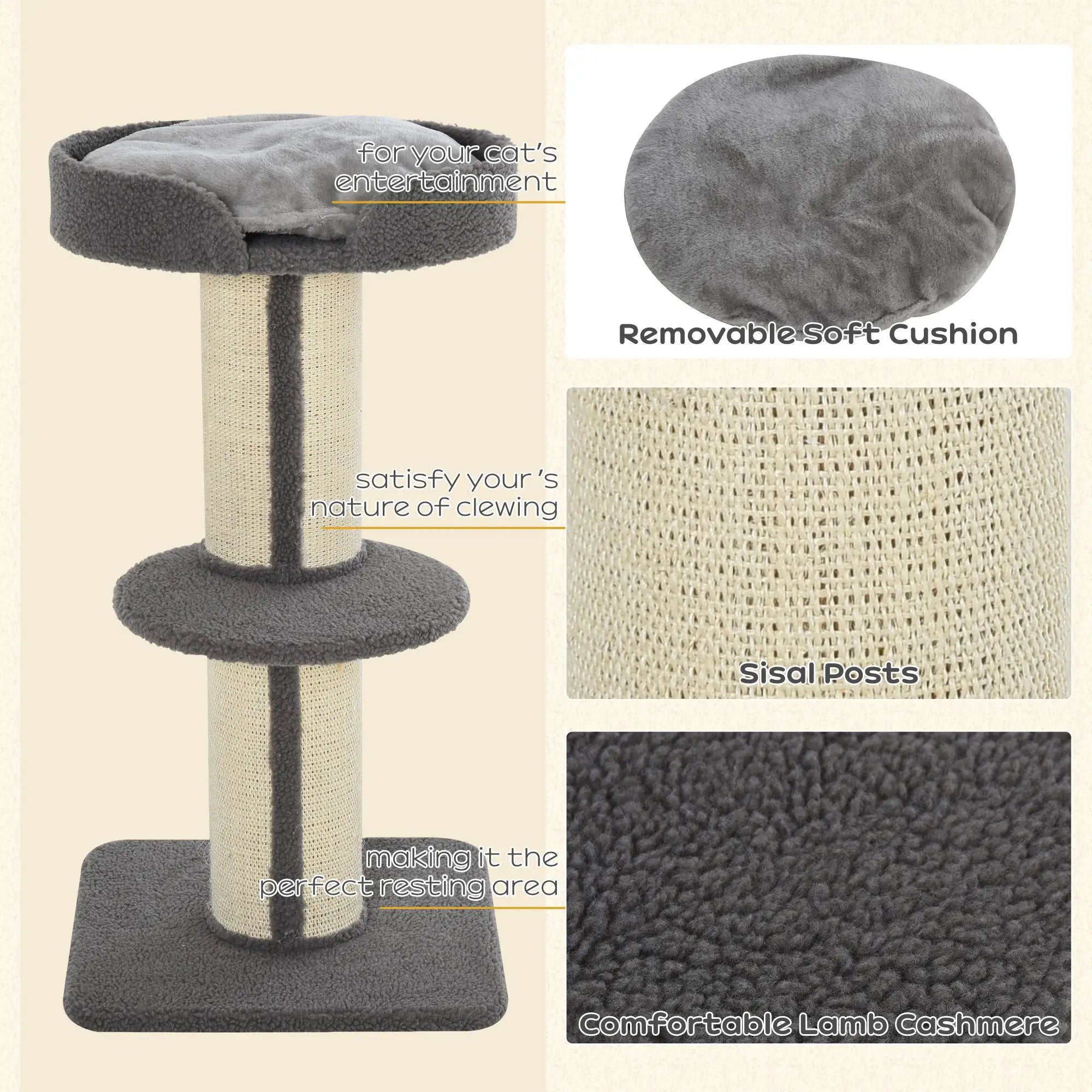 Cat Tree with Scratching Post, Bed, Cushion, Perch, 18