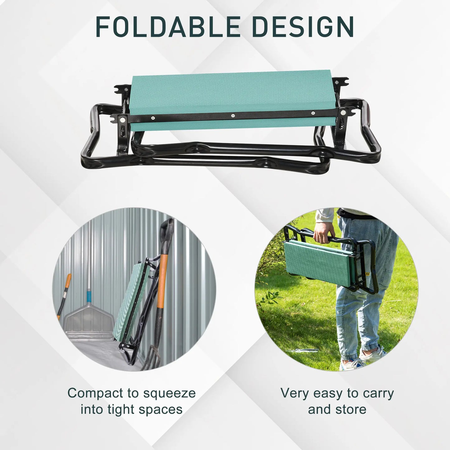 Garden Kneeler Seat Stool, Folding Gardening Chair with Thick Pad Garden Accessories at Gallery Canada