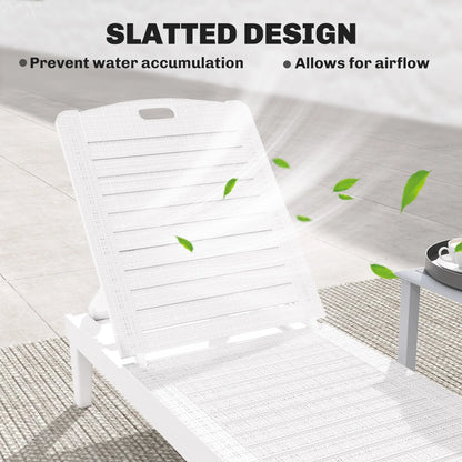 Waterproof Resin Lounge Chairs, Set of 2, 4-Position Adjustable Backrest, White Lounger Chairs at Gallery Canada