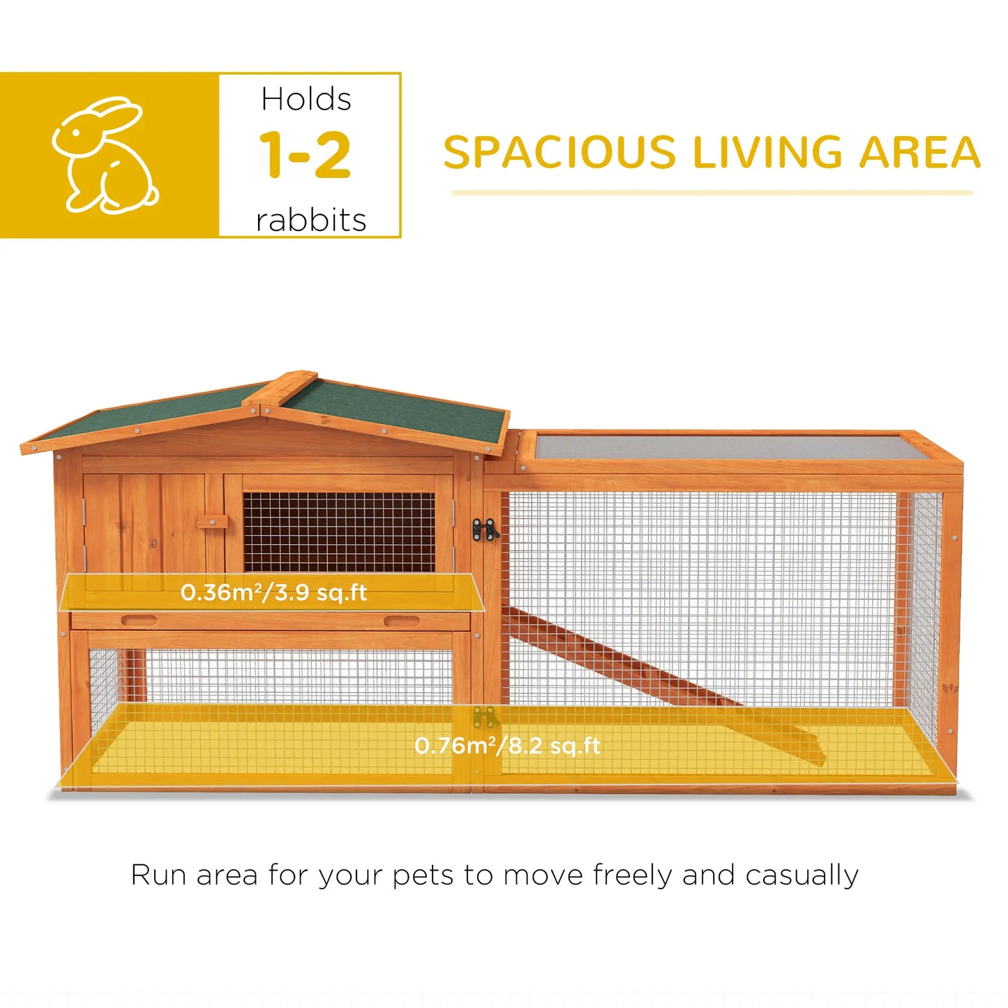 Wooden Rabbit Hutch, Guinea Pig House, Removable Tray, Openable Roof, Orange Rabbit Hutch at Gallery Canada