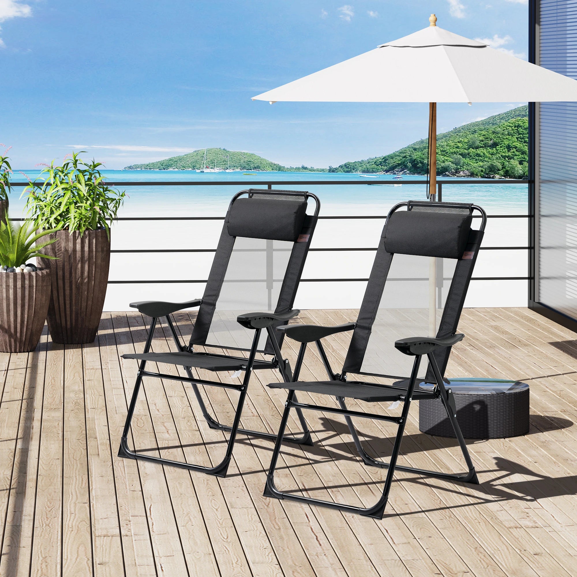Set of 4 Folding Camping Chairs, Black Patio Chairs at Gallery Canada