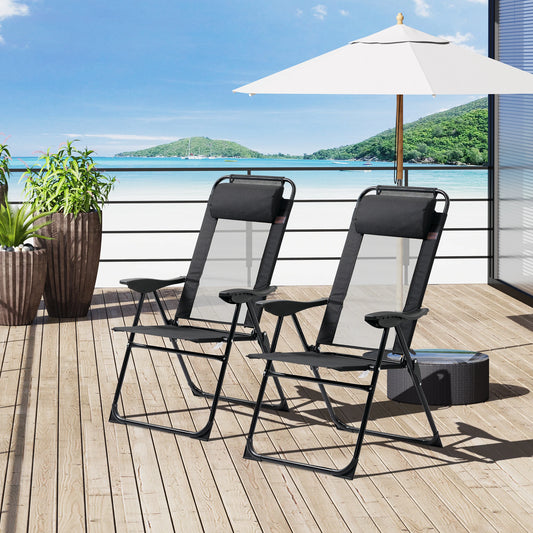 Set of 4 Folding Camping Chairs, Black Patio Chairs Black at Gallery Canada
