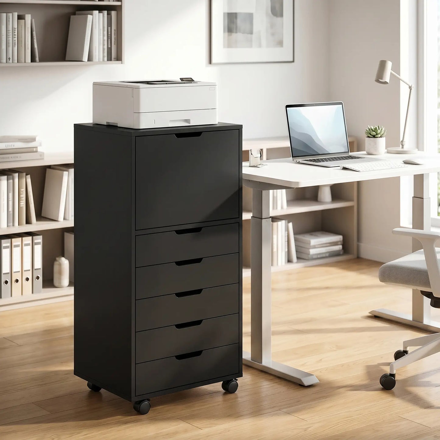 Mobile File Cabinet With 5 Drawers, Black, Black Office Cabinets & Cupboards at Gallery Canada