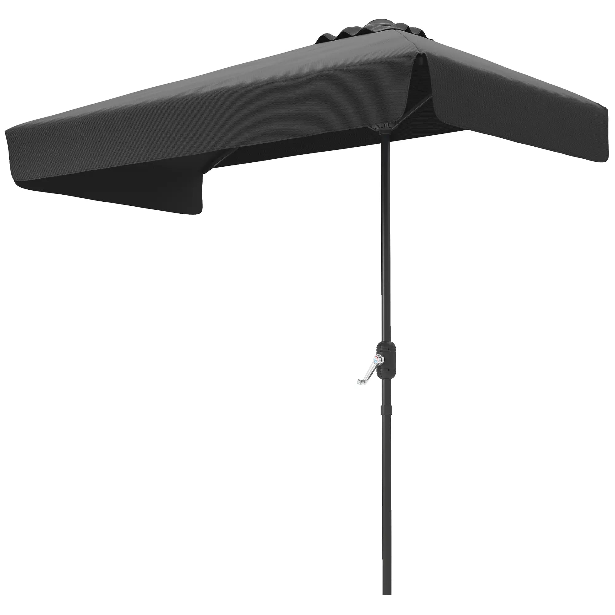 7.5ft Half Umbrella, Semi Round Patio Parasol, Crank Handle, Top Vent, Black Half Round Umbrellas Black at Gallery Canada