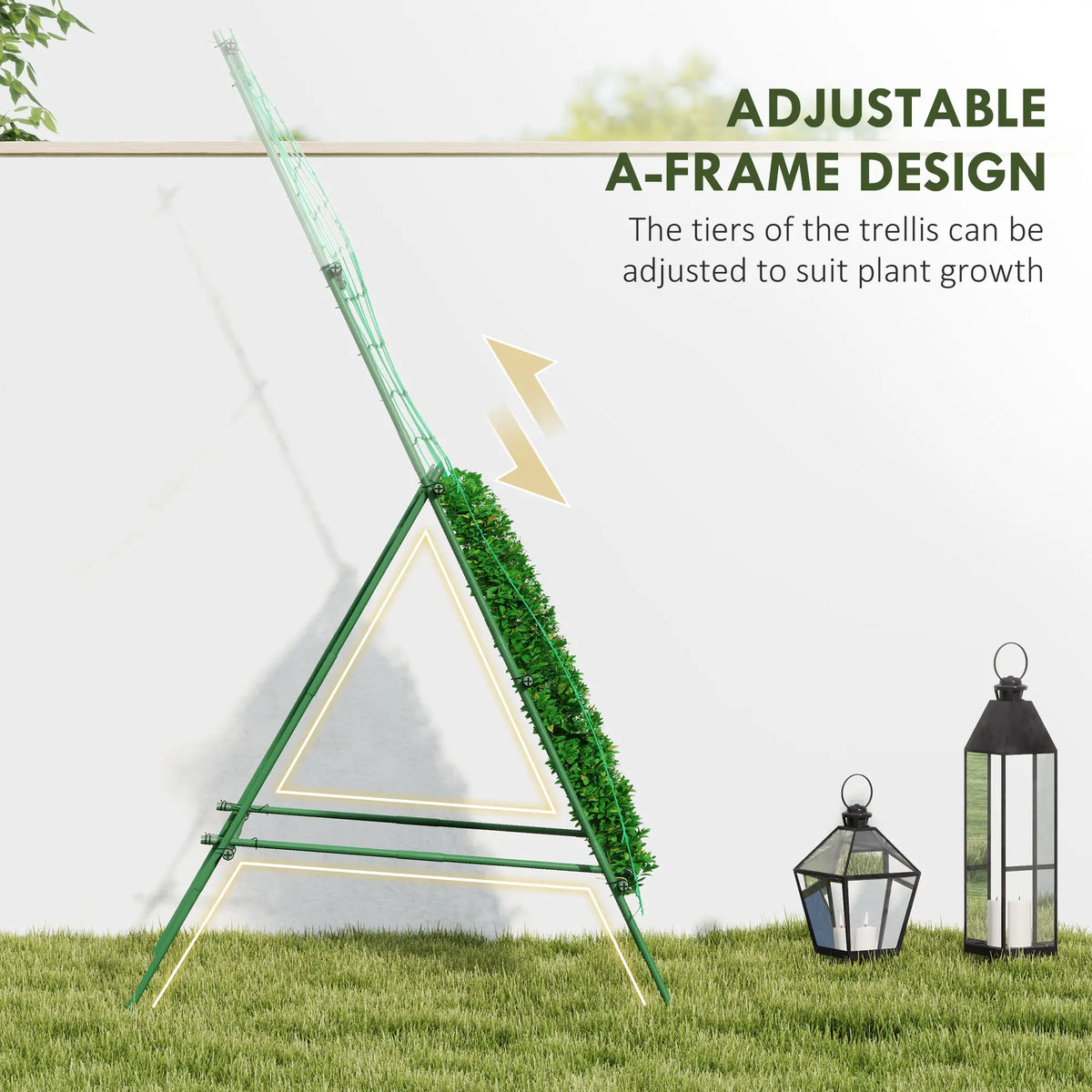 Adjustable A-Frame Garden Trellis, 20 Metal Clips, 4 Net Straps Plant Stands at Gallery Canada
