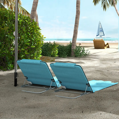 Beach Lounge Chair Set, 2 Pieces, Folding Chaise, Blue Beach Accessories at Gallery Canada